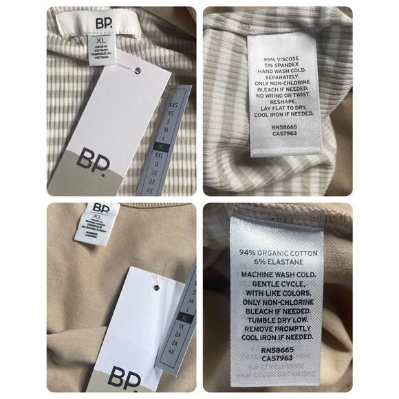 BP. Bundle of 2 Cropped Tank Tops XL - Tan, Tan White Striped - Picture 8 of 8